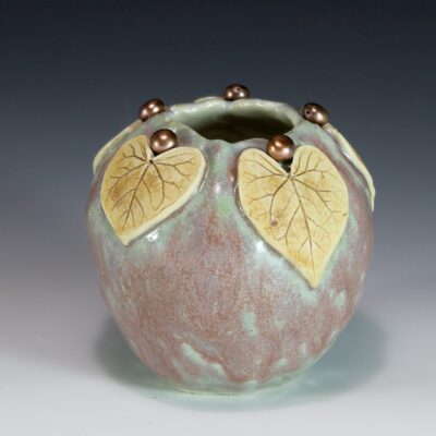 porcelain pinch pot with leaves
