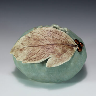 porcelain pinch pot with leaf